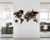 3D Wooden World Map (Standart) - Grey with Brown