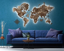 Load image into Gallery viewer, 3D LED Wooden World Map Perfect World - Terra
