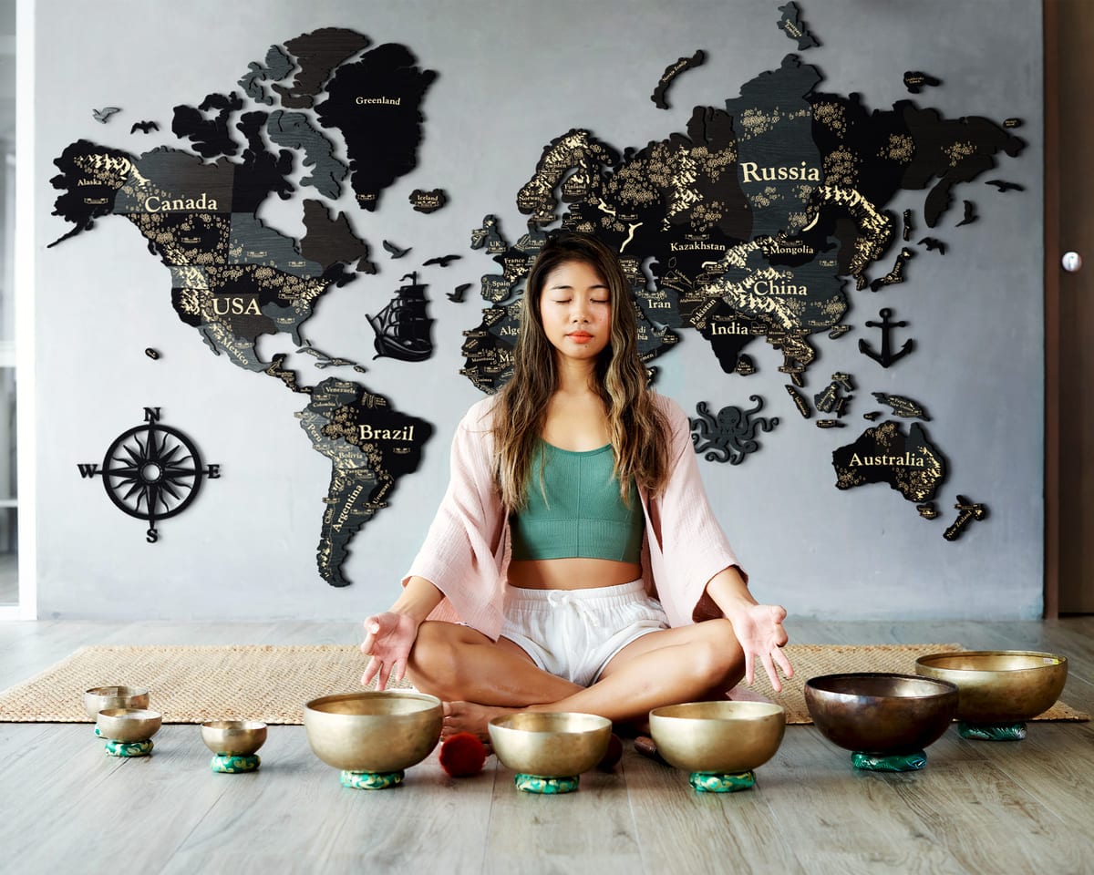 wooden map of the world