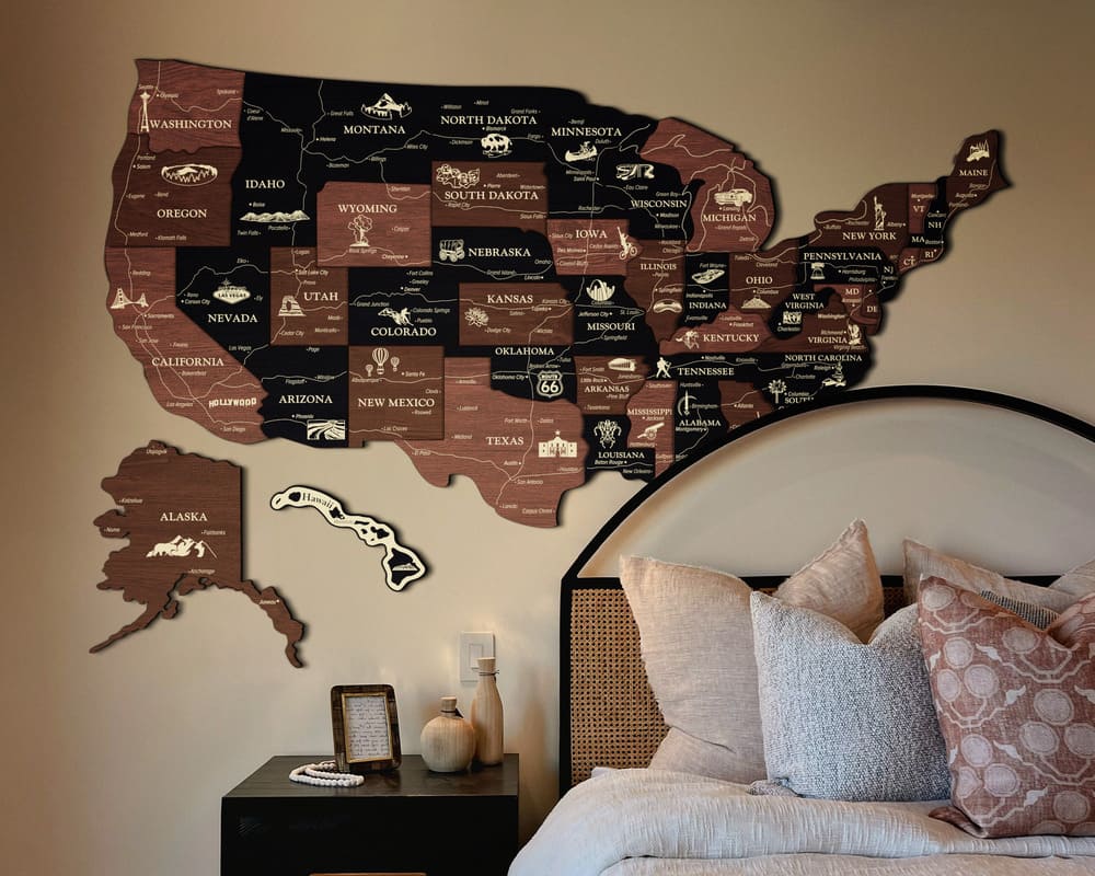 3D Map of USA Prime - Grey with Brown