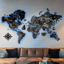 Load image into Gallery viewer, 3D LED Wooden World Map Perfect World - Dark Grey
