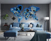 3D LED Wooden World Map Perfect World - Blue & grey