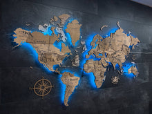 Load image into Gallery viewer, 3D LED Wooden World Map Standart - Terra - JustLikeWood
