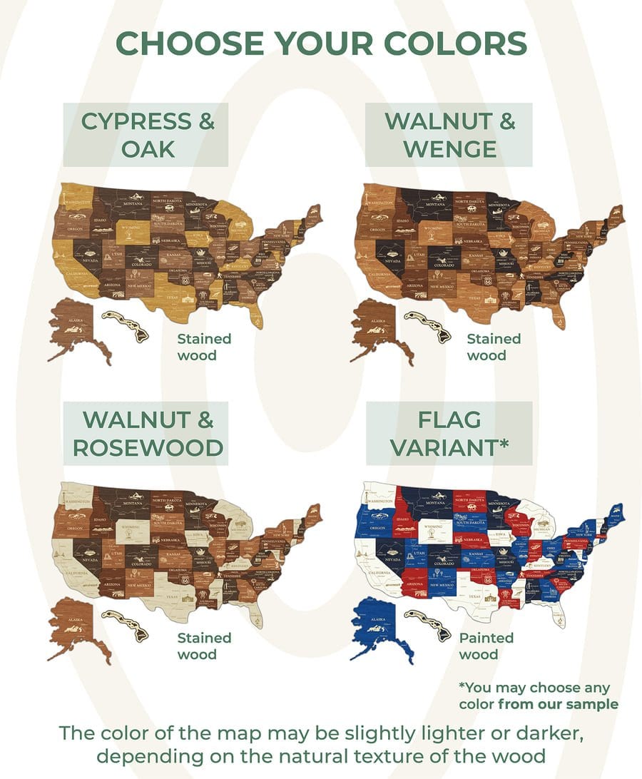 3D Map of USA Prime - Walnut & Rosewood - JustLikeWood