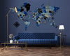 3D Wooden World Map (Perfect World) - Blue & Grey