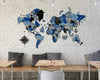 3D Wooden World Map (Perfect World) - Blue & Grey