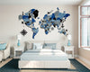 3D Wooden World Map (Standart) - Blue & Grey