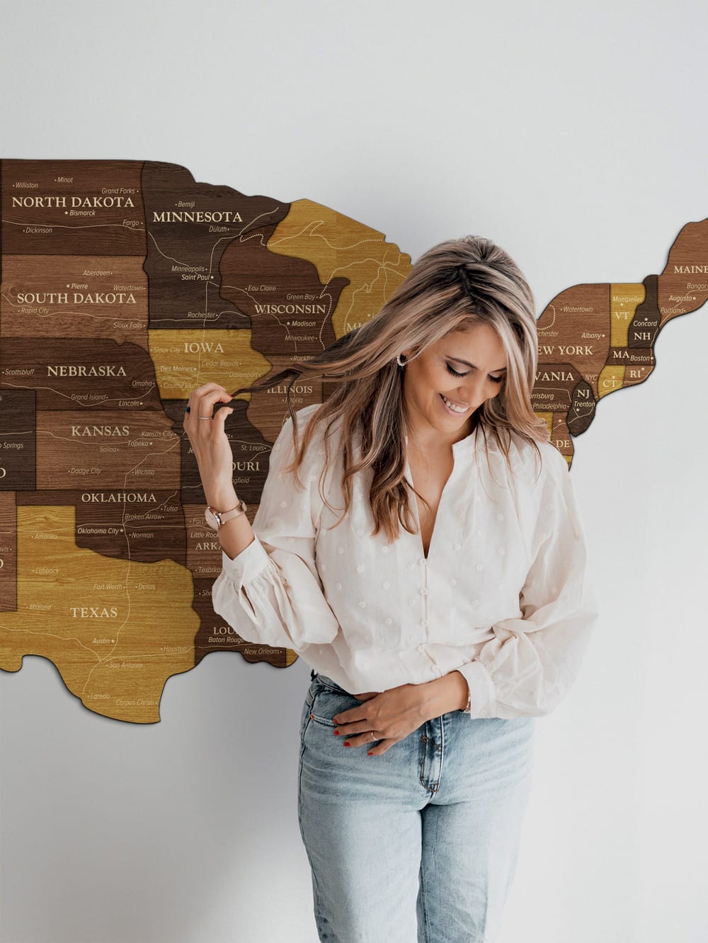 3D Map of USA - Oak & Cypress