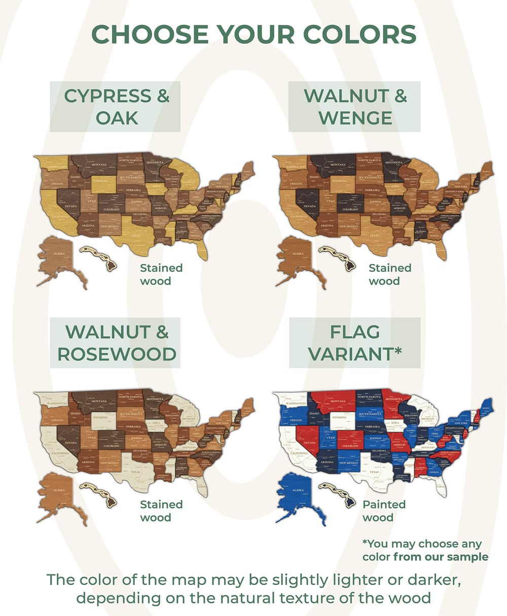 3D Map of USA - Walnut & Wenge