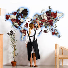 Load image into Gallery viewer, 3D LED Colored Wooden World Map (Perfect World) - Ruby Red
