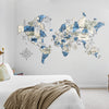 3D Colored Wooden World Map (Standart) - Diamond Blue