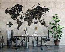 Load image into Gallery viewer, 2D Wooden World Map (Perfect World) - Black
