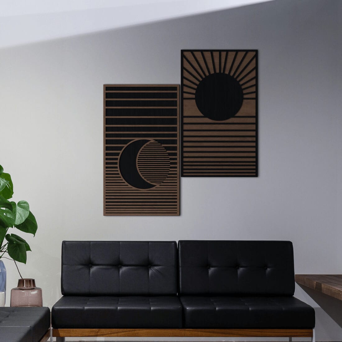 Wall Art Decor - Diptych moon and sun