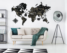 Load image into Gallery viewer, 2D Wooden World Map (Perfect World) - Black
