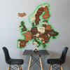 3D LED Europe Wooden Map - Walnut & Rosewood