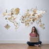 3D Colored Wooden World Map (Standart) - White Wood