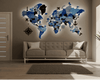 3D LED Wooden World Map Standart - Blue & grey