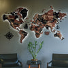 3D LED Wooden World Map Perfect World - Grey with Brown