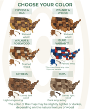 Load image into Gallery viewer, 3D LED Map of USA Prime - Walnut &amp; Rosewood
