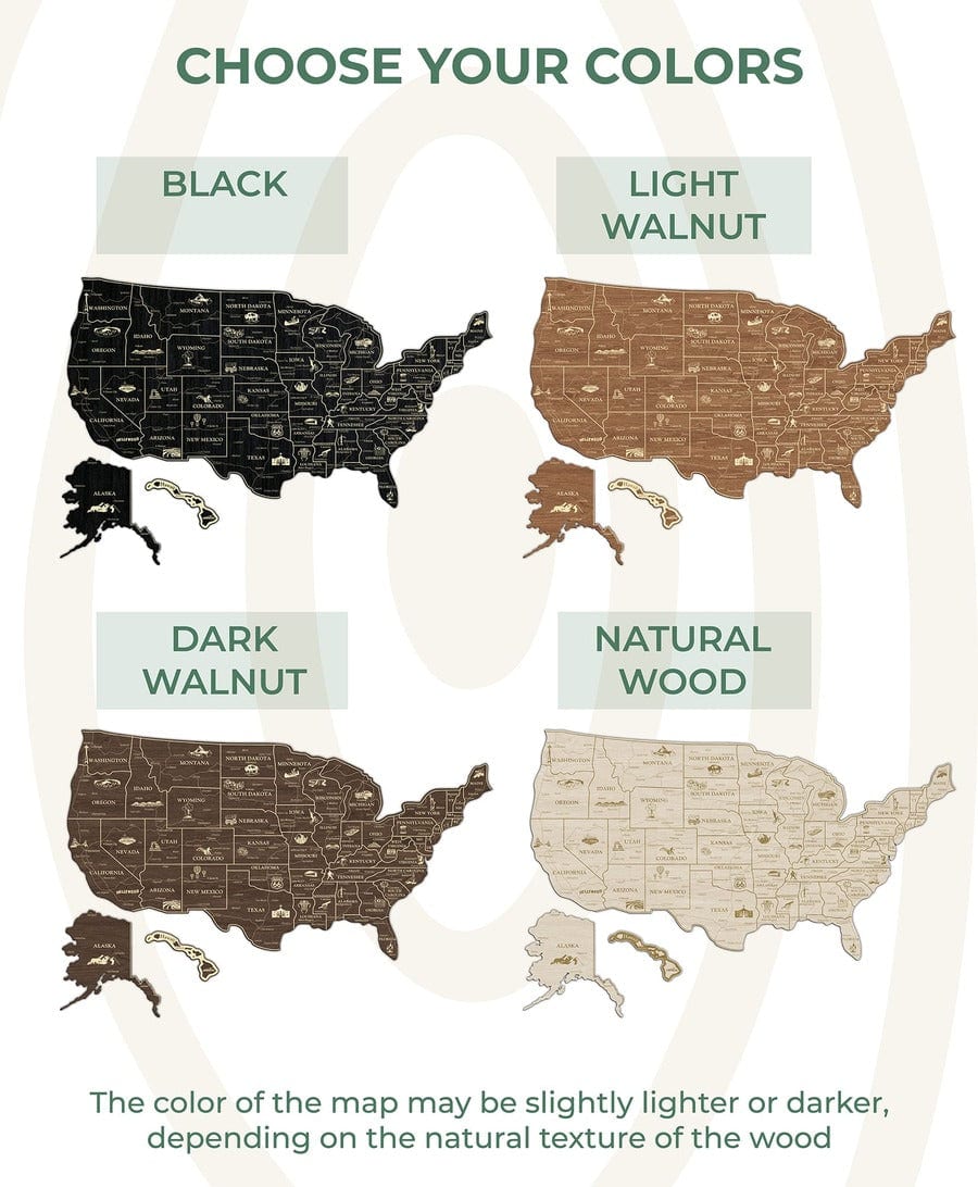 2D Map of USA Prime - Dark walnut