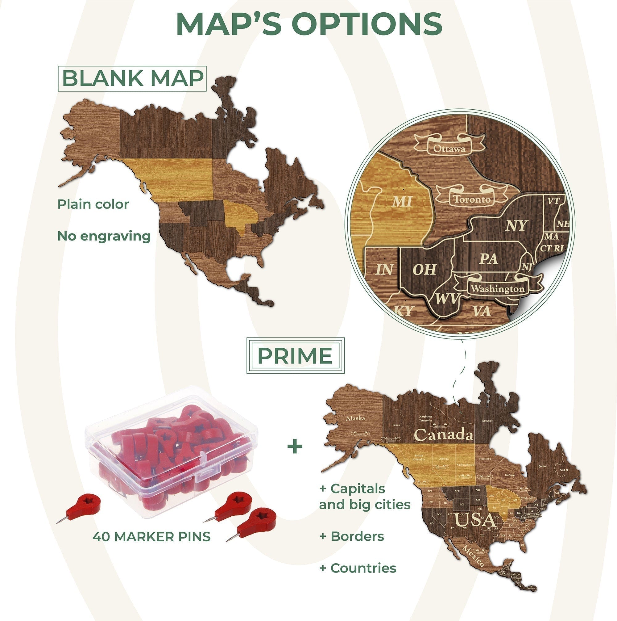 the wooden travel map