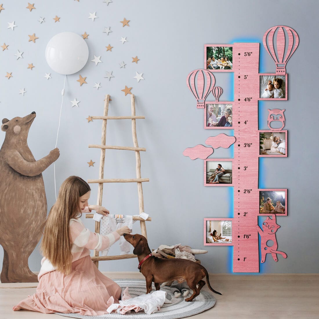 LED Kid`s Growth Charts with Photo Frames