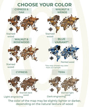 Load image into Gallery viewer, 3D Wooden World Map (Standart) - Blue &amp; Grey
