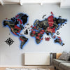 3D LED Wooden World Map Perfect World - Grey with Red