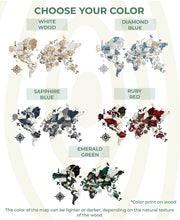 Load image into Gallery viewer, 3D Colored Wooden World Map (Standart) - White Wood
