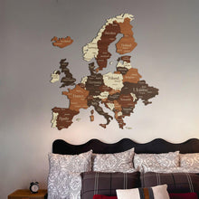 Load image into Gallery viewer, 3D Europe Wooden Map - Walnut &amp; Rosewood
