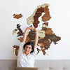 3D Europe Wooden Map - Walnut & Rosewood