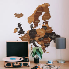 Load image into Gallery viewer, 3D Europe Wooden Map - Walnut &amp; Wenge
