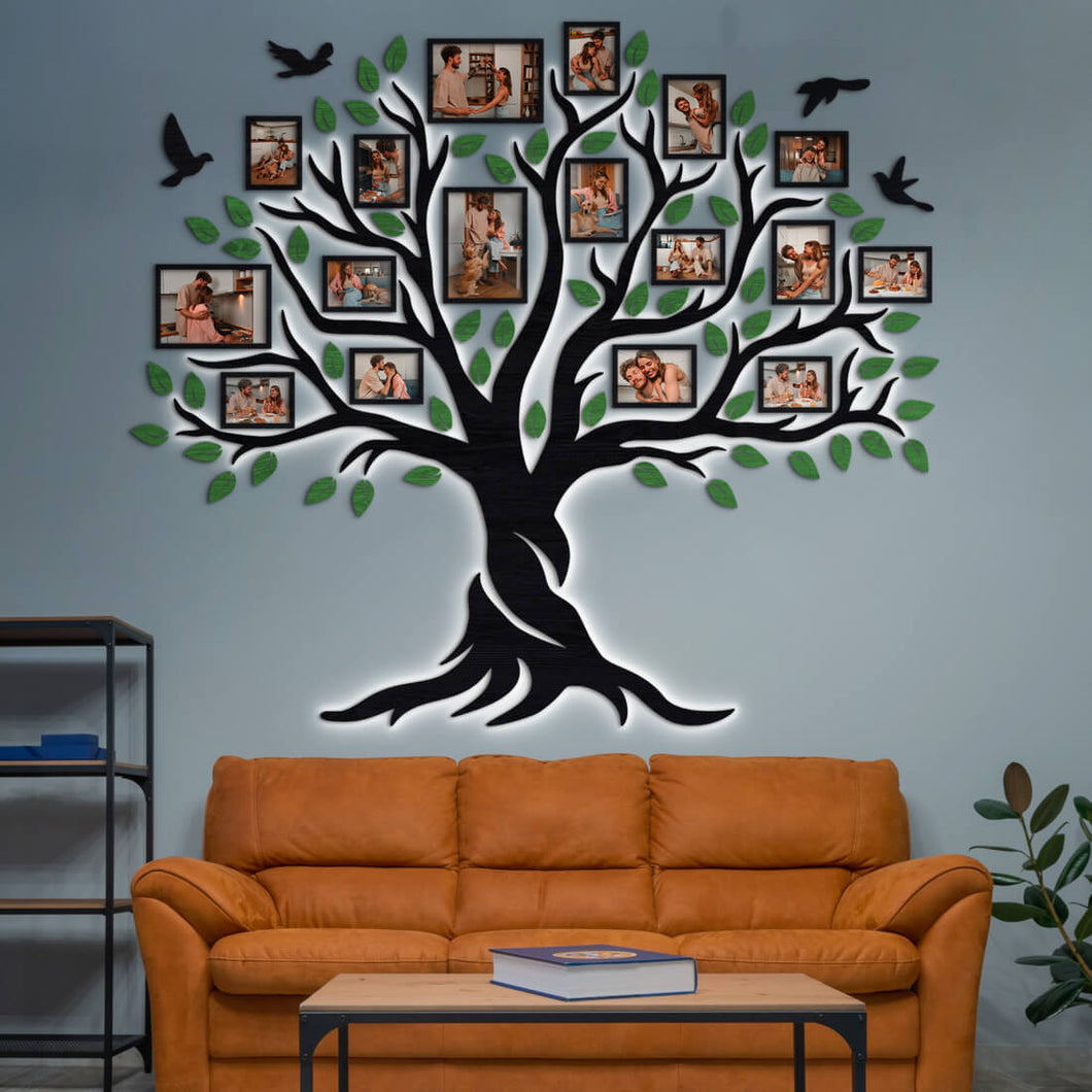 LED Family tree with Birds - JustLikeWood