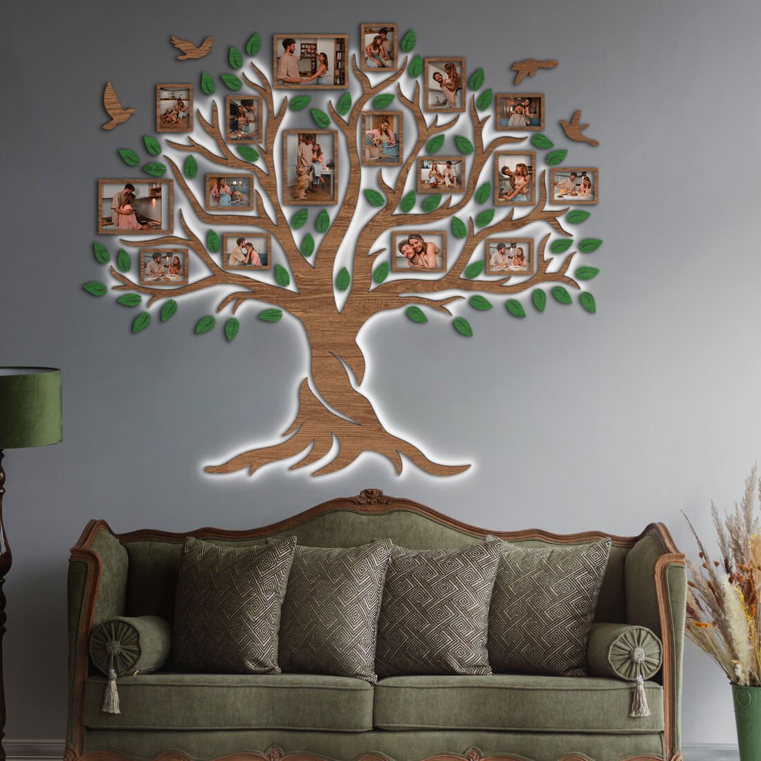 LED Family tree with Birds - JustLikeWood