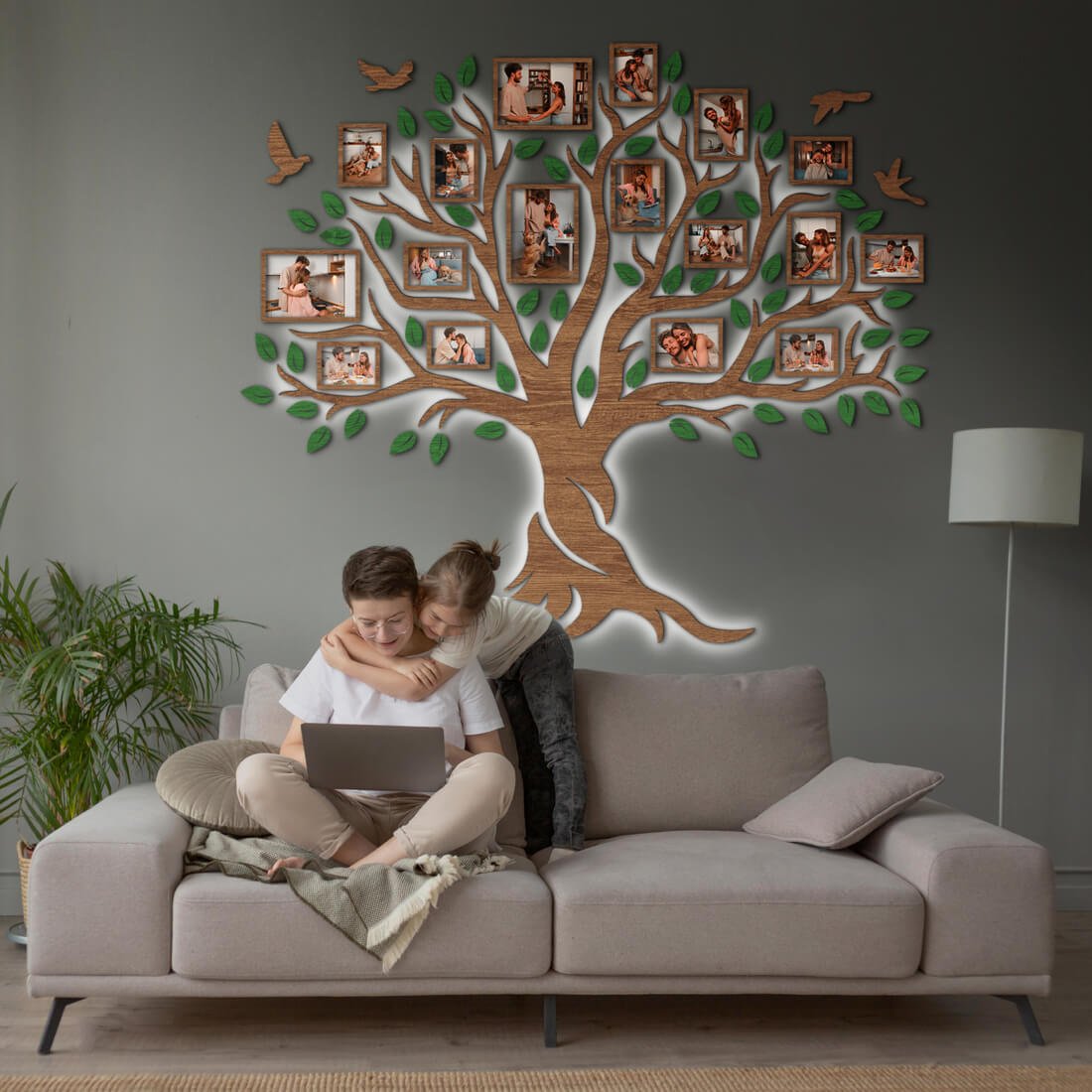 LED Family tree with Birds - JustLikeWood