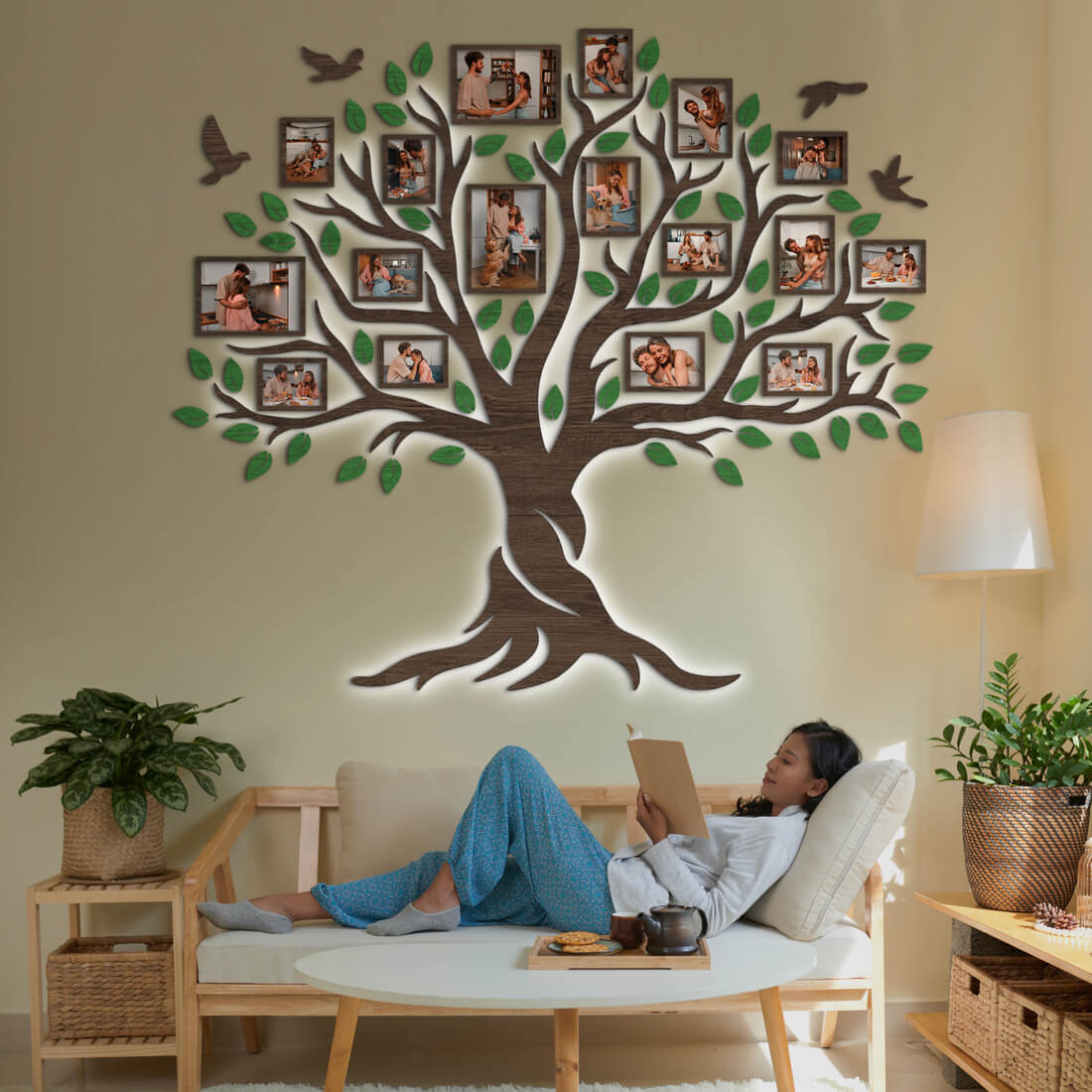 LED Family tree with Birds - JustLikeWood