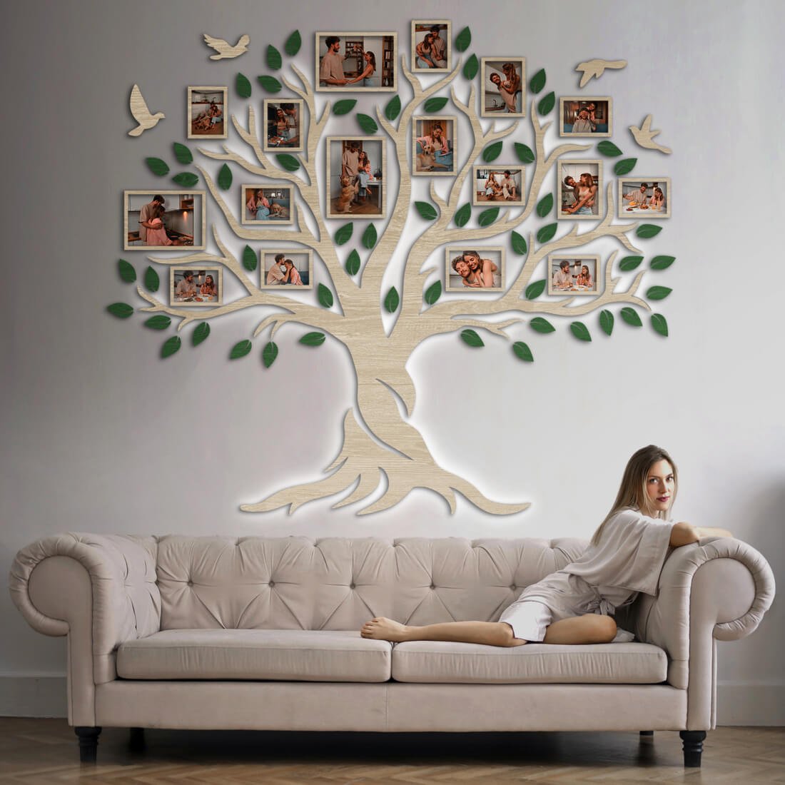 LED Family tree with Birds - JustLikeWood