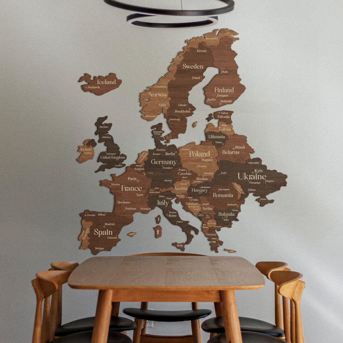 3D Europe Wooden Map - Cypress