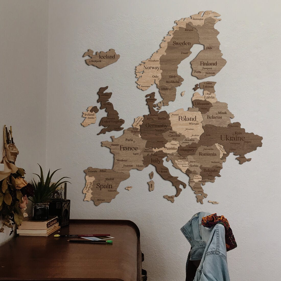 3D Europe Wooden Map - Tera