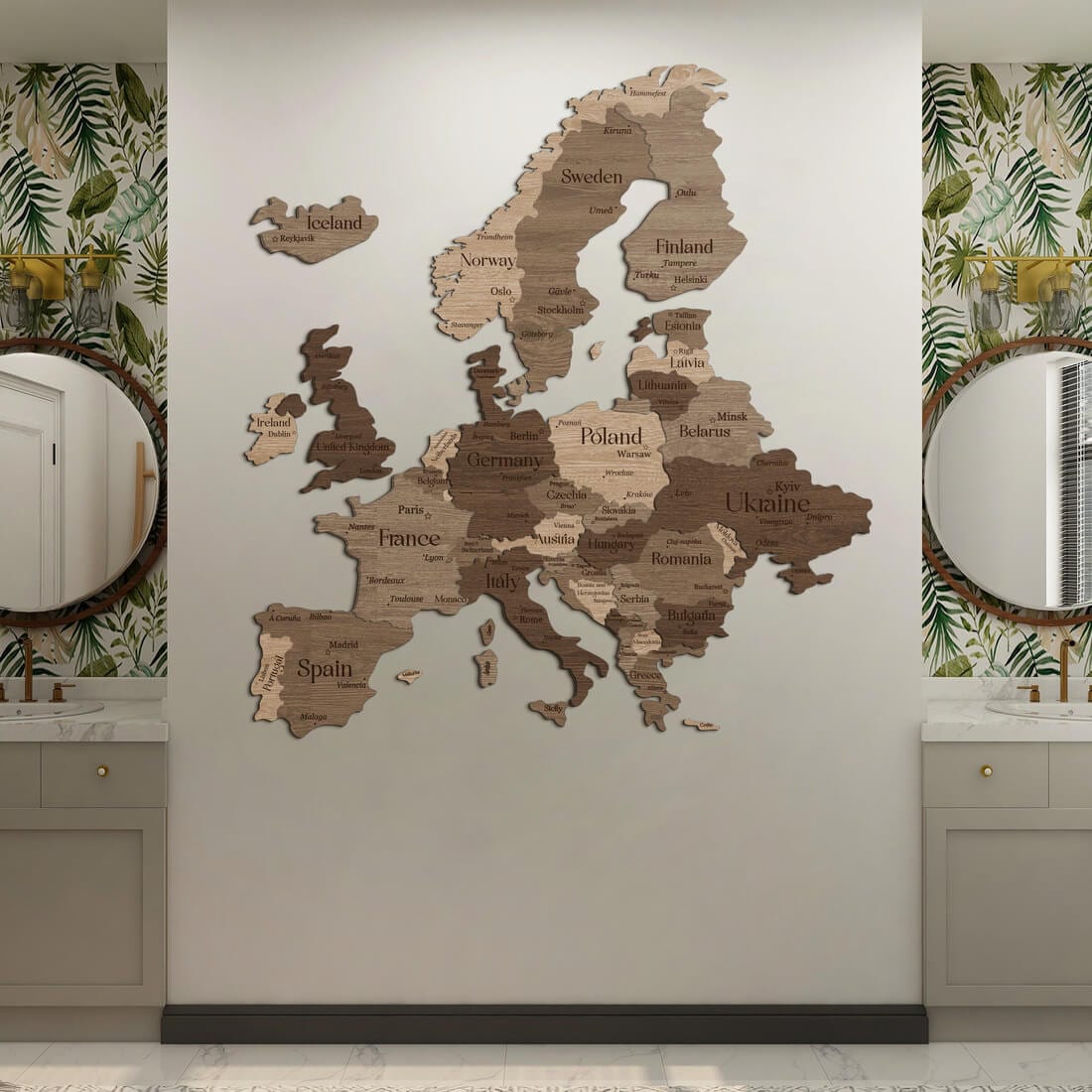 3D Europe Wooden Map - Tera