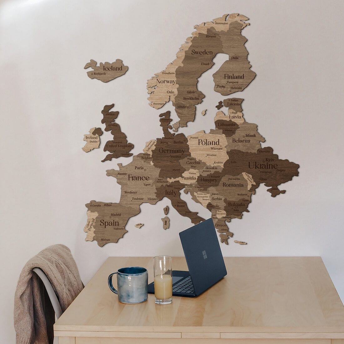 3D Europe Wooden Map - Tera